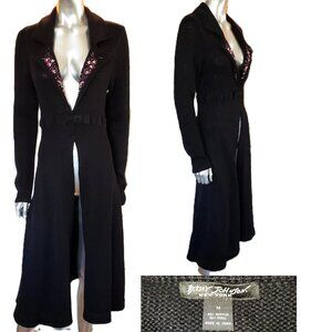 Vintage Betsey Johnson Duster Coat New York Black Sweater Dress Knit Jacket M S